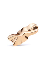 Detailed shot of a golden shiny hair clip with a nautical design. The hair clip is isolated on the white background. Vogue accessory for ladies and girls. Front view.