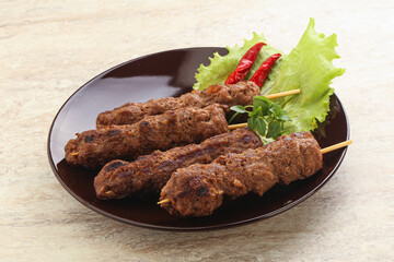 Beef kebab skewer minced meat