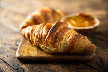Homemade croissants with orange marmalade