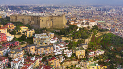 Aerial view of Castel Sant'elmo in Naples, Italy. The Castle is located in the Vomero district and...