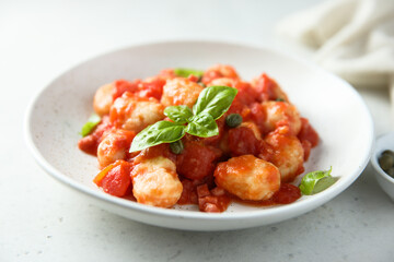 Homemade gnocchi with tomato sauce