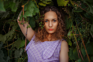 girl in grapes