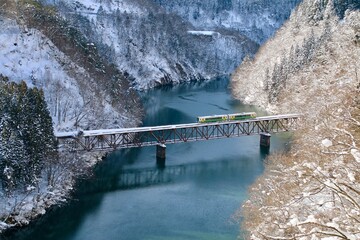 冬の只見線・第3橋梁（福島県・三島町）