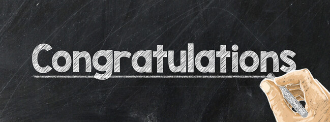 Hand writing with chalk on blackboard business and school or strategy concept design ,white chalk to write something on black board for time line cover or website background, with copy space for text.