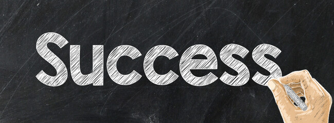 blackboard. Hand writing with chalk,message concept written by chalk,success
