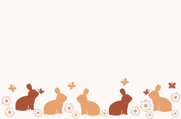 Easter wallpaper with rabbit and butterfly vector.