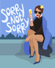 Fashionable girl with a glass of champagne