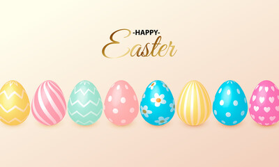 Minimal design Easter eggs decoration background. Holiday greeting vector design