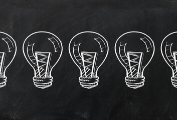 light bulb Chalk drawing on black chalkboard in Business design and copy space for text,
electric...