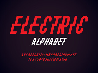 electrical style alphabet design with uppercase, numbers and symbol