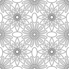 Seamless background. Floral pattern on a white background. Coloring book anti-stress.