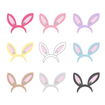 うさ耳カチューシャのイラストセット