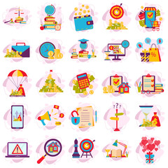 A set of business concept icons. A collection of high-quality compositions for the design of websites and mobile applications. Vector illustration on a white background.