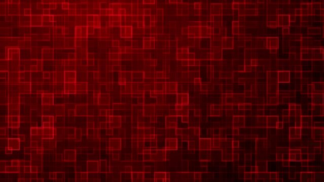 Dark red tech squares animated motion background. Video graphic design