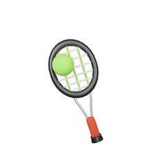 3d render racket and tennis bal