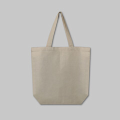 Textile eco bag on light grey background. Mock up for design