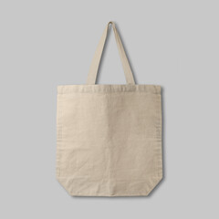 Textile eco bag on light grey background. Mock up for design