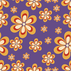Fototapeta na wymiar Floral seamless pattern in retro style. Modern print for fabric, textiles, wrapping paper. Vector illustration