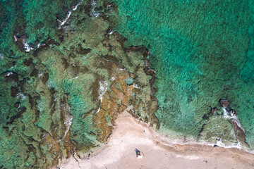 Fototapeta premium A natural pool is hewn in a natural rock near the shoreline of Haifa, Israel.
