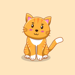 Cute orange cat cartoon character isolated. cartoon vector illustration
