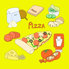 set of Pizza drawing