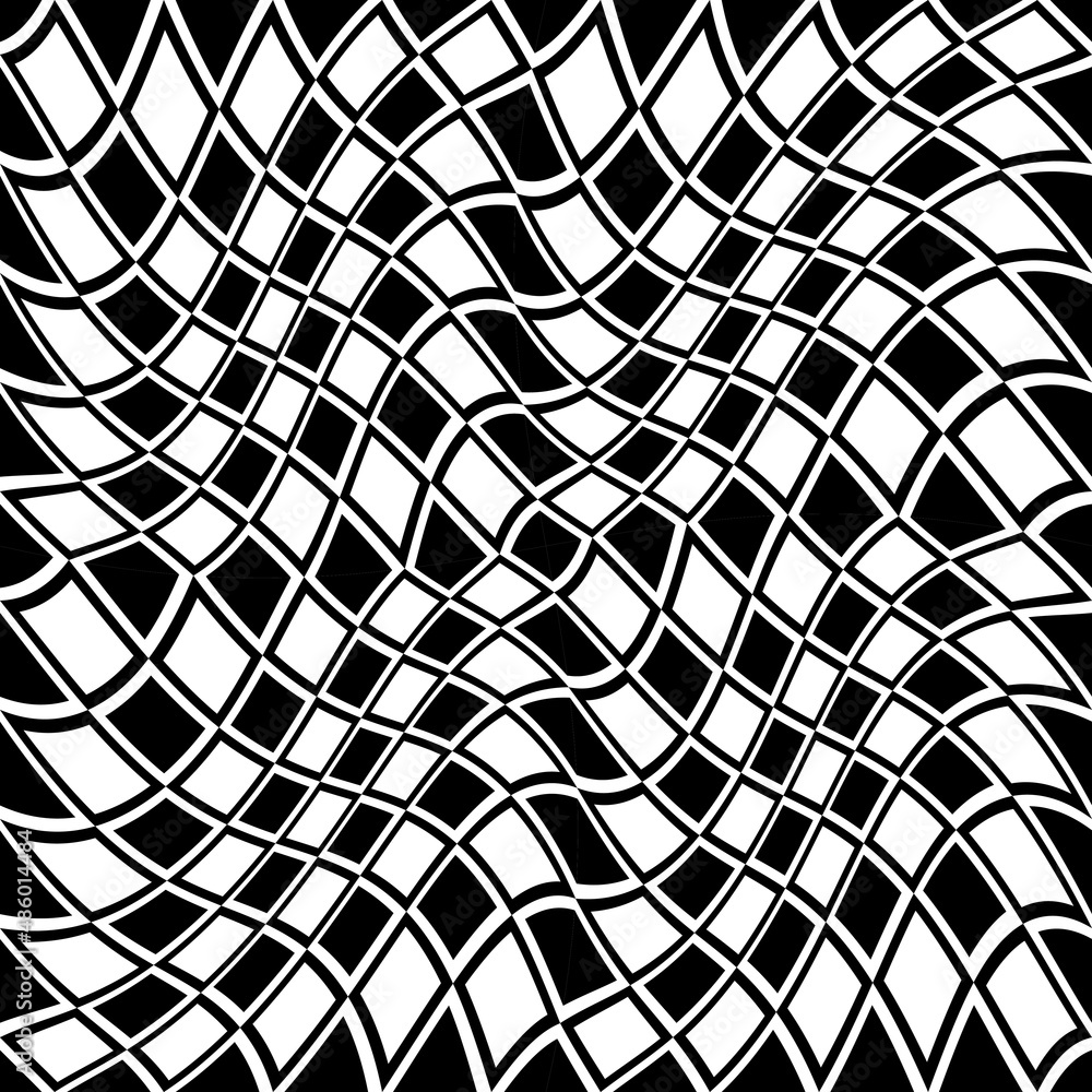 Poster Wavy wallpaper pattern. Vector twisted diamonds flag pattern.