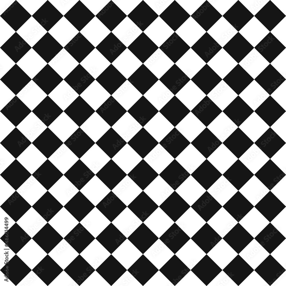 Poster diagonal rhombs checker pattern. vector 9x9 black white rhombs wallpaper pattern.