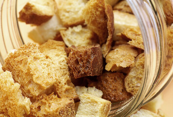 close-up homemade dry bread crumbs