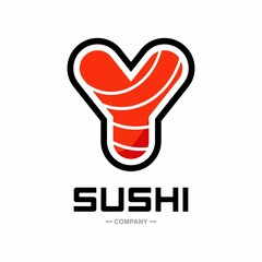 Sushi letter Y vector logo design. This good for restaurant or bar sushi,  emblem of Japanese food with icon shape of sushi