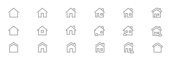 Home line icons vector collection on white background