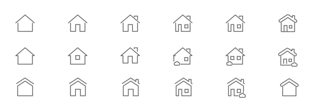 Home line icons vector collection on white background
