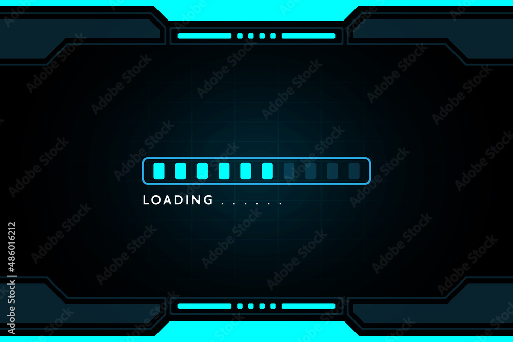 Poster game loading on monitor technology concept design.