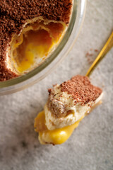 Tiramisu. Dessert with cream for breakfast. High quality photo