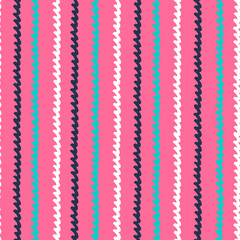 Seamless repeating monochrome pattern with hand drawn wavy lines on crimson background for surface design and other design projects