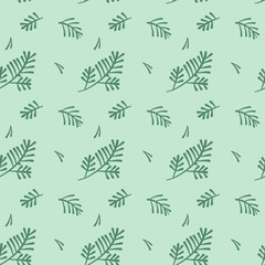 seamless pattern with cartoon spruce twigs, vector pattern