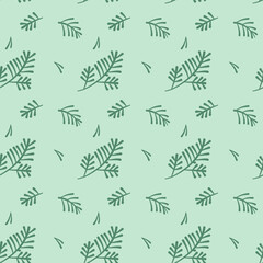 seamless pattern with cartoon spruce twigs, vector pattern