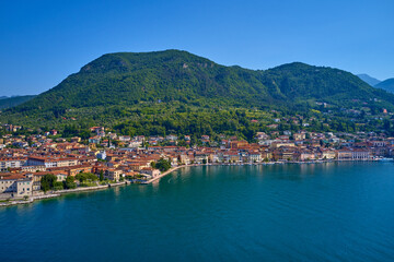 Aerial view of the city of Salò, Lake Garda, Italy