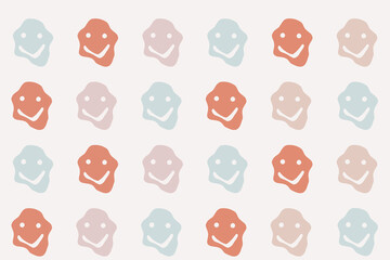 seamless pattern with smiley, funny emoticon