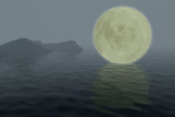 full moon over water with reflections