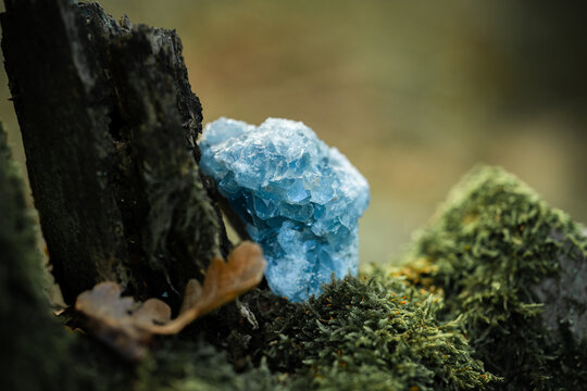 Raw crystal photography - Blue Celestine gemstone