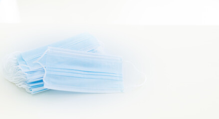 medical protect mask in stack on white
