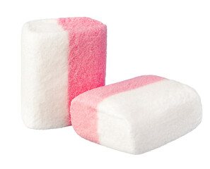 Pink and white marshmallow sweets isolated on white