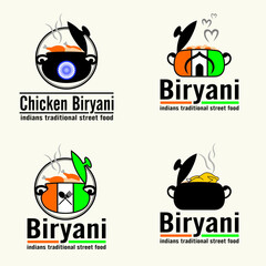 chicken biryani logo vector - indian street food - traditional culinary - business mascot brand