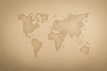 World map on an old paper texture background with space for text and sea marine navigation.