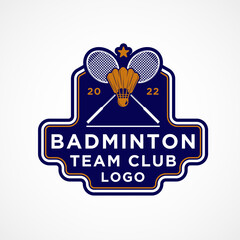 emblem patch badminton sport logo template - obrazy, fototapety, plakaty