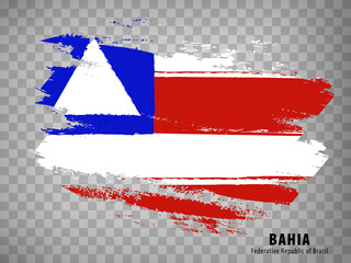 Flag of Bahia from brush strokes. Federal Republic of Brazil. Flag Bahia of Brazil on transparent background for your web site design, app, UI. Brazil. Stock vector. EPS10.