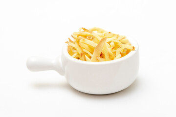 Ginger and Finger root chopped isolated on white background