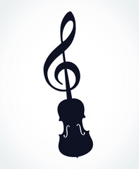 violin key silhouette symbol with violin shape