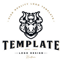 bull character logo template. bull with Japanese knight style. vector