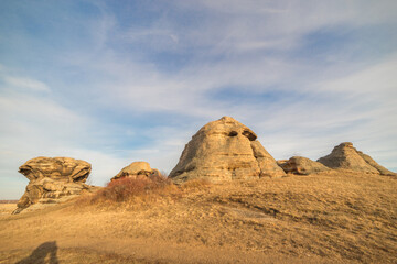 Stone remains, old sanctuary, Big Allaki lake, South Ural, Chelyabinsk region, Russia